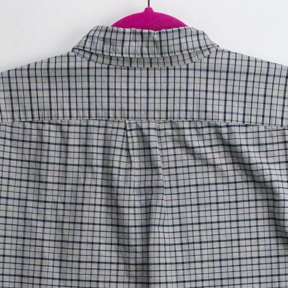 J.Crew Pima Cotton Oxford Shirt Men’s XL Tall Classic Fit Gray Navy Grid Check - Picture 11 of 12